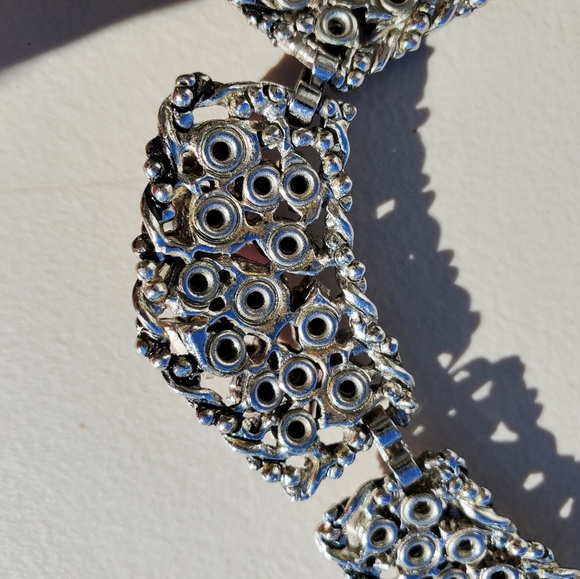 Vintage Barclay Signed Rhinestone Choker Necklace; purple and pink stones - Picture 4 of 7